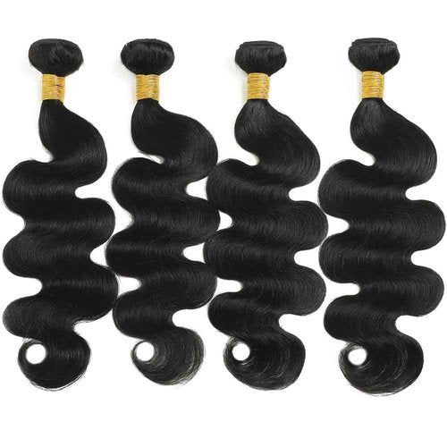 Body Wave Bundles Human Hair 18 20 22 24 Inch Human Hair Bundles 100% Unprocessed Brazilian Virgin Quick Weave 4 Bundle Human Hair Extensions for Black Women Natural Color