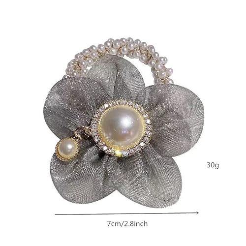 LOVEF Fashion Flowers Pearl Hair Elastic Band,Hair Rope Accessory Ponytail Holder for Lady Women Girls,Set of 4