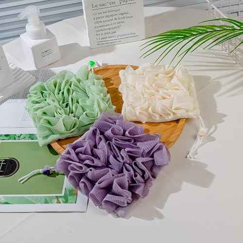 Washcloth Loofah Combo 2-in-5 Loufee Wash Cloth That Holds Bar Soap-Exfoliation Mesh Shower Ball for Body Wash&Smooth Skin+Free Loofah Dish Towel