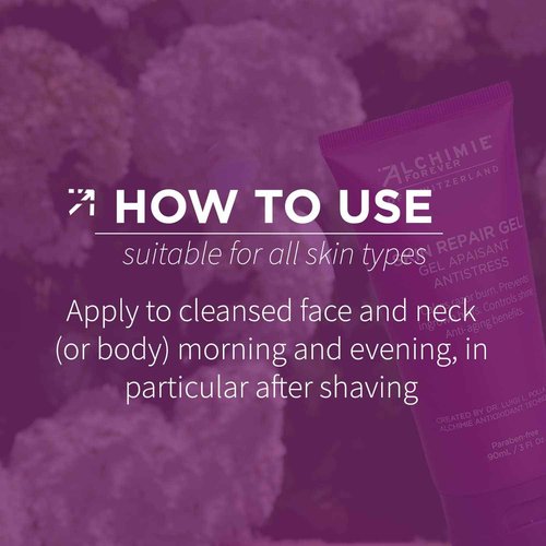 Alchimie Forever Skin Repair Gel | Oil Free Gel for Post Shave Care of the Face and Body with Rosemary and Turmeric | Soothing, Restorative, Anti-Aging Benefits | Reduces Ingrown Hairs | 3 fl oz