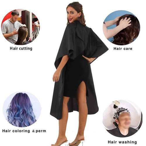 Black Barber Cape, Professional Nylon Waterproof Hair Cutting Cape with Snap Closure Salon Cape, 62" x 54" Hairdressing Cape (Black-8 Pack)