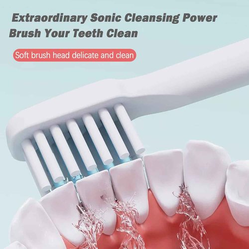 Sonic Electric Toothbrush with 3 Brush Heads for Adults and Children, USB Quick Charge, White Rechargeable Electric Toothbrush