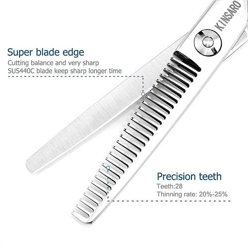 5.5" Barber Scissors Set Hair Scissors Professional Hair Cutting Shears Japan 440C Thinning Shears Convex 440C Blades Kinsaro