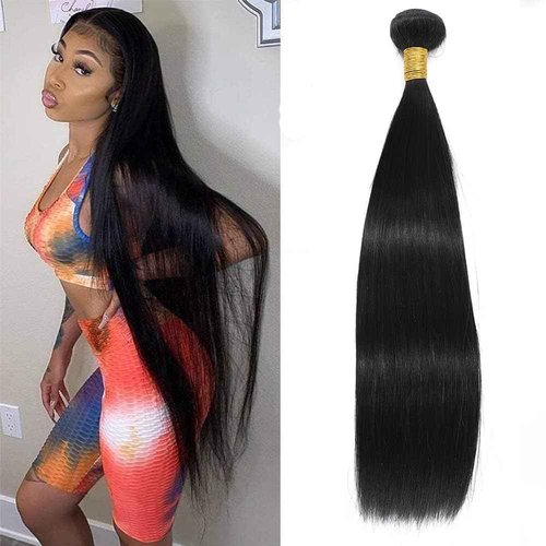 NROOEAY Straight Bundles Human Hair 34 inch 100% Unprocessed Brazilian Straight Hair Bundles 12A Remy Virgin Retain the Intact Cuticle, Long Lifespan