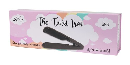 Aria Beauty Twist Iron, Dual Voltage Hair Straightener and Curler 2-in-1, Black Tourmaline Ceramic Flat Iron for Straightening & Curl Hair with Digital Display for All Hair Types