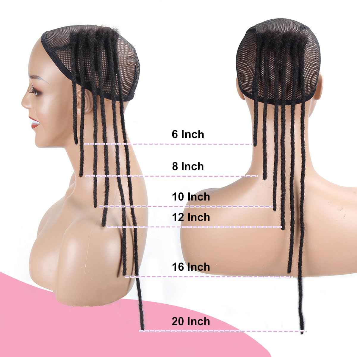 Lounoke Loc Extensions Human Hair,20 Inch 0.6cm Pencle Size Dreadlock Extensions Human Hair for Women Men Full Handmade Permanent Dreads Locs(Natural Black 40 Strands)