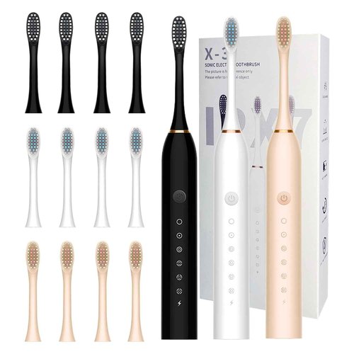 MSETGRD 3 Pack Electric Toothbrush with 6 Modes, Rechargeable Toothbrushes with 12 Brush Head, Fast Charge 2 Min and 30s Timer