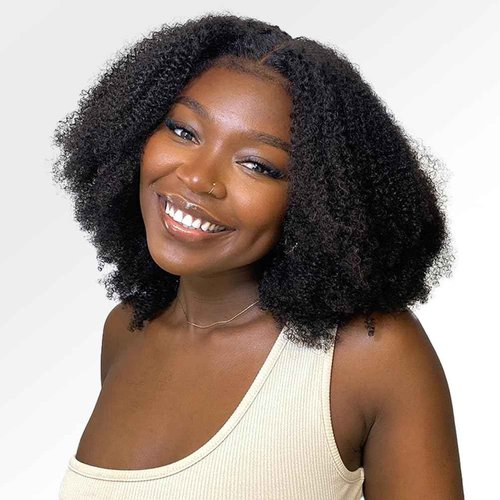 Beauhair Black Kinkycurly 4c Edge Wig Human Hair 4x4 HD Lace Afro kinky closure Wig for Balck Women Lace Pre Cut Glueless Wigs 210% Density 16 inch kinky natural wig