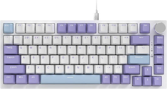 AJAZZ AK820 75% Wired RGB Gasket Mechanical Keyboard with Volume Knob, Compact 82 Keys Hot-Swap Keyboard, OME Profile PBT Keycap, Detachable Type-C Cable (Gray&Yellow)