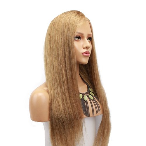 Dreambeauty #18 Pure Blonde Color Lace Front Human Hair Wig for Women Brazilian Remy Glueless Full Lace Human Hair Wig with Baby Hair Pre-Plucked Natural Hairline (20 inch, Lace Front)
