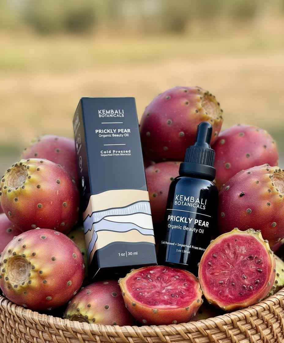KEMBALI BOTANICALS Prickly Pear Seed Oil, Organic, 100% Pure, Cold-Pressed-Unrefined, for Skin, Hair, Nails. Premium Quality, Imported from Morocco