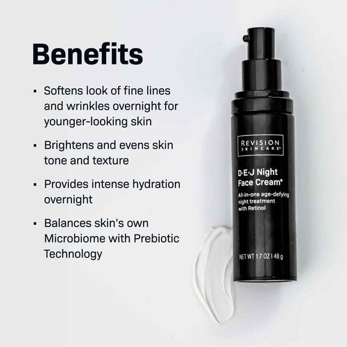 Revision Skincare D·E·J Night Face Cream®, Anti Aging Moisturizer, Antioxidant Rich with Retinol and Bakuchiol, 0.5 oz