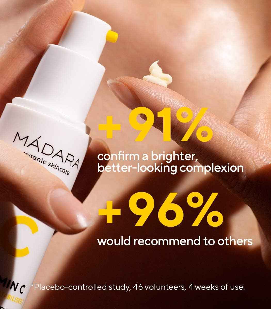 MÁDARA Organic Skincare | Vitamin C Illuminating Recovery Cream – 50 ml, Vitamin C moisturiser with hyaluronic acid, Hydrating and brightening face cream, All skin types, Vegan, Ecocert certified