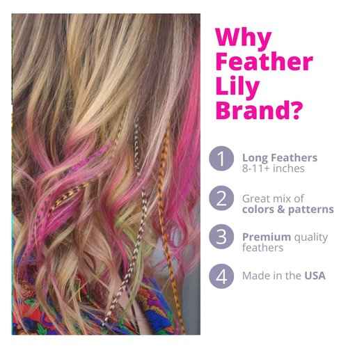 Feather Hair Extensions Bundle of 40 hair feathers in turquoise, pink, purple, and natural colors plus loop tool and beads Brand: Feather Lily
