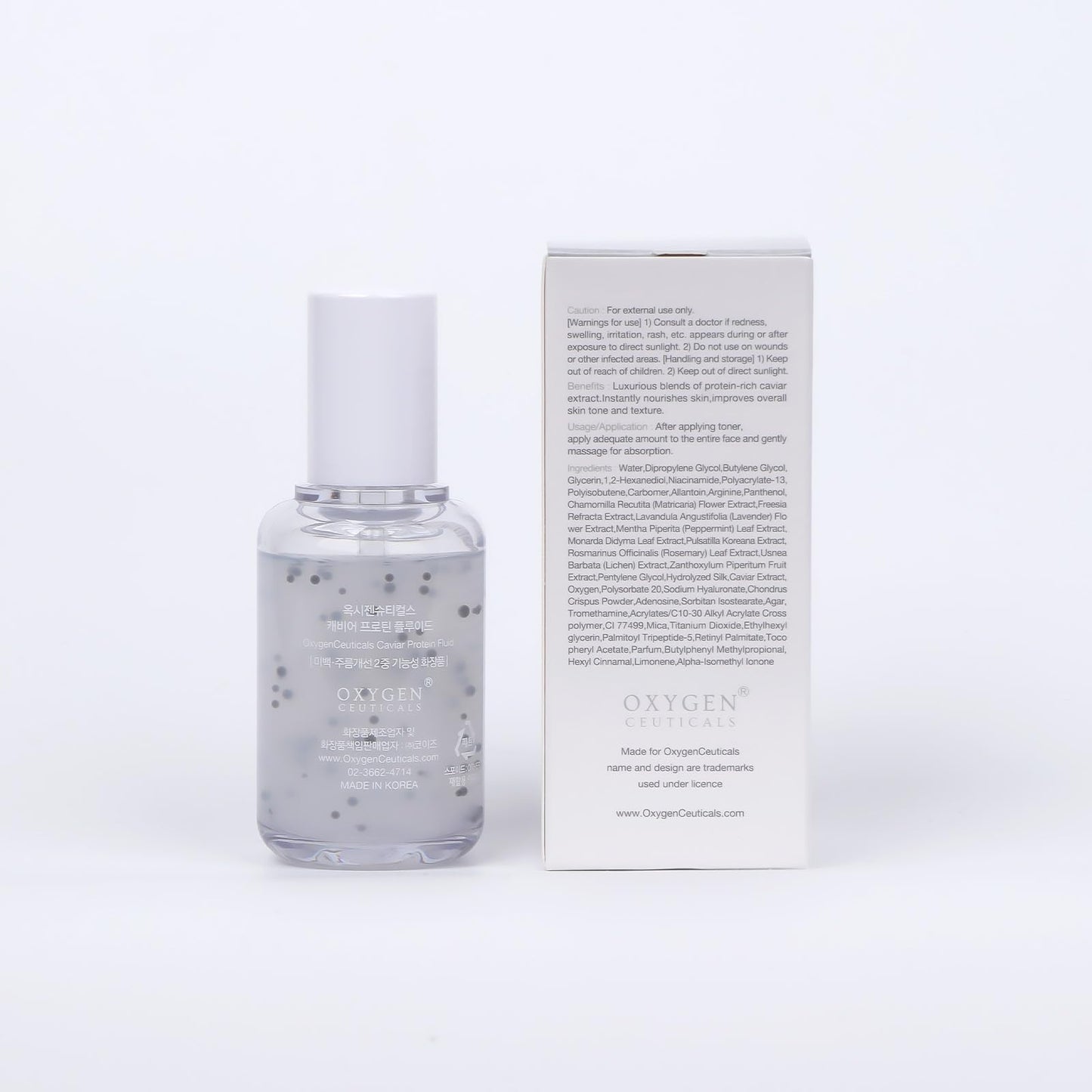 OxygenCeuticals Caviar Protein Fluid – Total Anti-Aging Ampoule with 5% Caviar Extract, Niacinamide & Adenosine, Peptide-Enriched Brightening & Firming Serum for Youthful Radiance. 1.69 fl.oz (50ml)