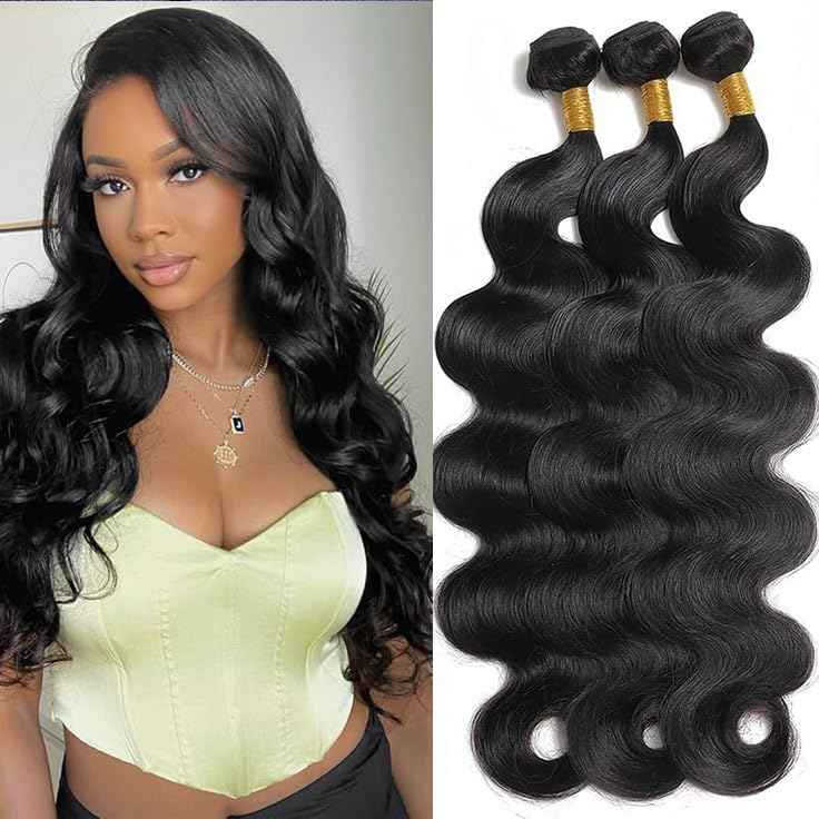 16A Human Hair Bundles 12 14 16 Inch Body Wave 300g Unprocessed Brazilian Virgin Hair 3 Bundles Deals Human Hair Extensions Quick Weave Human Hair Natural Black Color