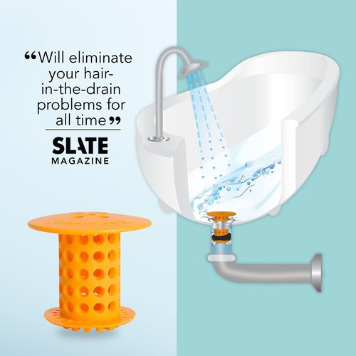 TubShroom Tub Hair Catcher Protector, Fits 1.5" - 1.75" Drain, Orange