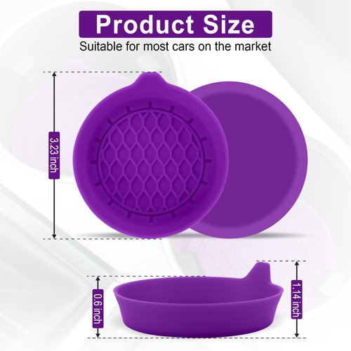 SINGARO Car Cup Holder Coaster, Silicone Cup Holder Insert, Universal Non-Slip Cup Holders, Car Accessories Interior for Women and Man 4 Pack Purple