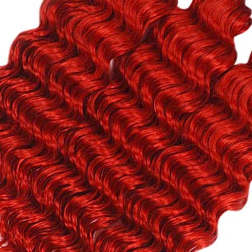 Red Human Hair Bundles Deep Wave Bundles 34 34 34 Inch Unprocessed Brazilian Virgin Remy Hair Wine Red 3 Bundle Burgundy Deep Wave Human Hair Extensions 50 Gram Per Bundle