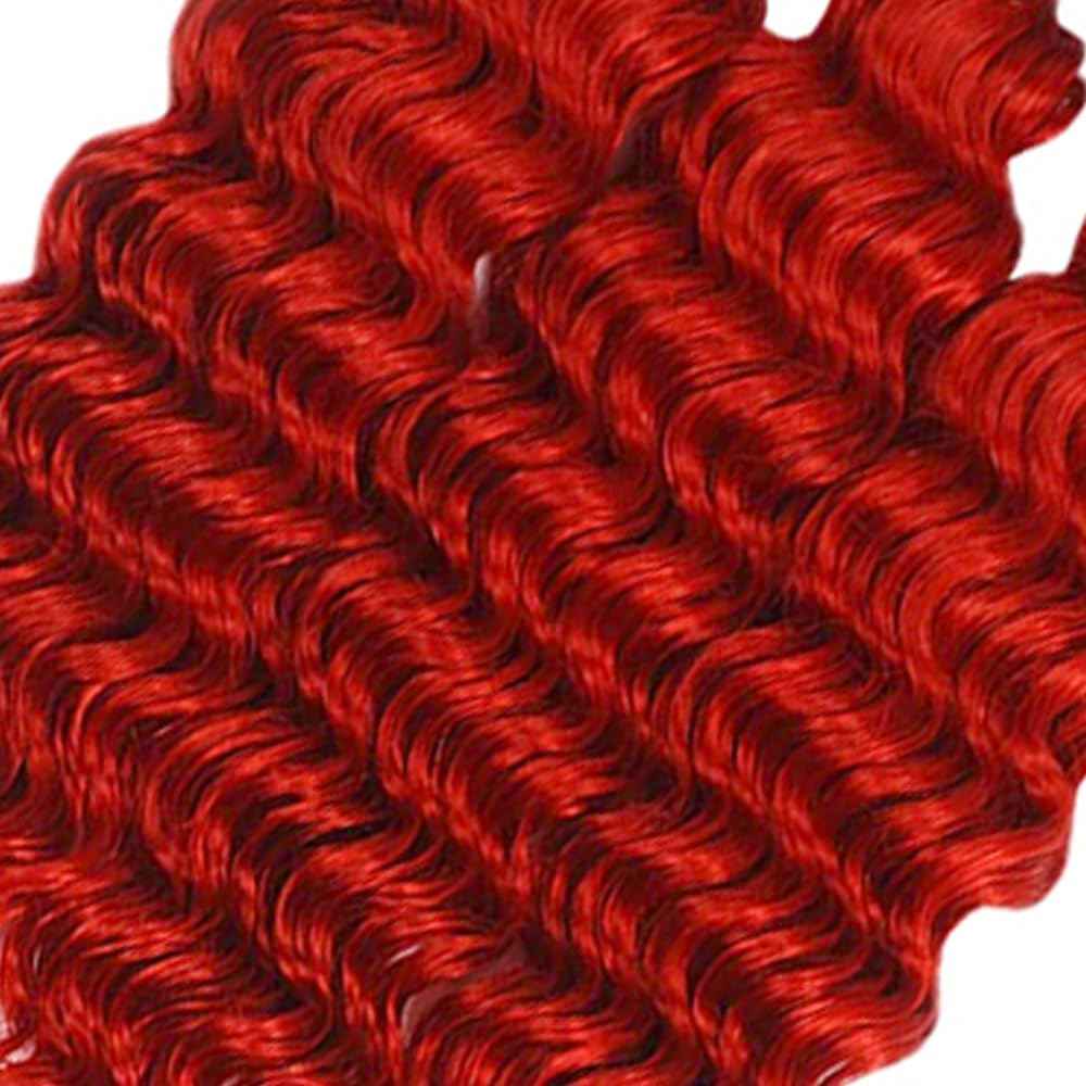 34 34 34 Inch Red Deep Wave Bundles Red Human Hair Bundles Grade 8A Brazilian Virgin Burgundy Deep Wave Hair Extensions