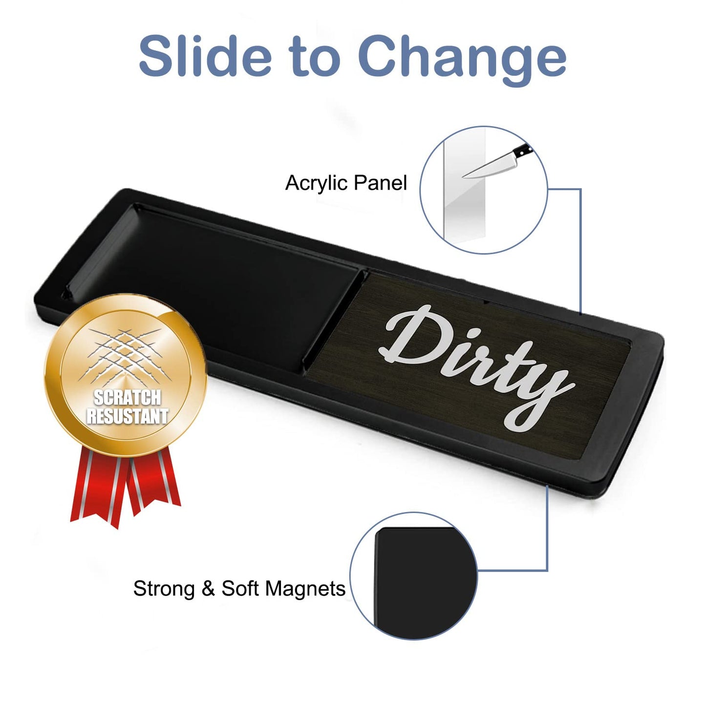 Oxepleus Dishwasher Magnet Clean Dirty Sign, Farmhouse Rustic Wood Design Black and White Non-Scratch/Easy to Read & Slide/Strong Magnetism Kitchen Storage and Decoration Accessories (B-Black)