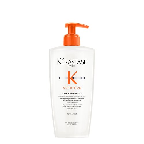 Kerastase Nutritive Bain Satin Riche Shampoo - Cleanses & Strengthens Against Dryness, Adds Shine & Nourishes Medium to Thick Hair, With Plant-Based Proteins & Niacinamide, 16.9 Fl Oz