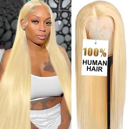 BABOSHOW 613 Blonde 13x6 Lace Front Wig, 100% Human Hair, [2-Year Life], Skinlike HD 200% Density, 613 Straight Frontal Wigs Human Hair, Pre Plucked Free Part 28 Inch, [0.1mm Ultra-thin HD Lace]