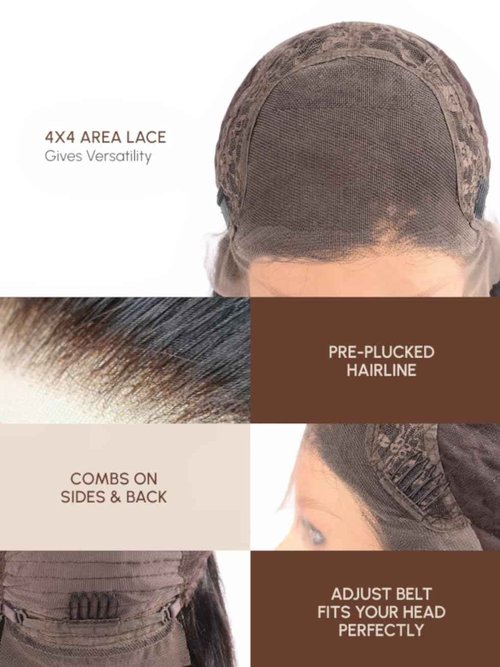 UNICE 12 inches Short Bob Wig human Hair with Blow Out Bangs 4X4 Lace Glueless Wigs Human Hair Pre Plucked Bleached Knots Pre Cut Lace Ready to Wear Wig