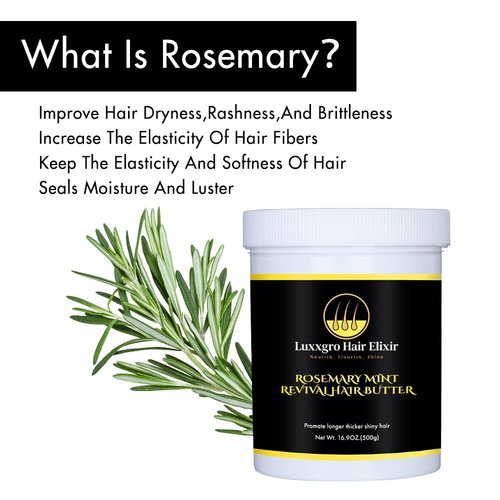 Luxxgro Rosemary Mint Revival Hair Butter 16 oz – Natural Hair Growth & Moisture Cream for All Hair Types | Batana Oil, Chebe, Peppermint, Fenugreek | Strengthens, Softens, Restores