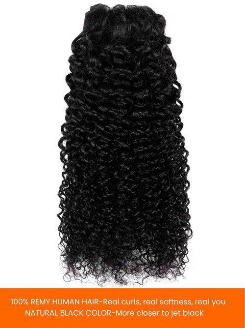 HDENSE Human Hair Clip in Extensions 4.23oz 8Pcs Double Weft Kinky Curly Clip in Hair Extensions 18Inch Natural Black Soft Virgin Curly Extensions Human Hair For Black Women 120g