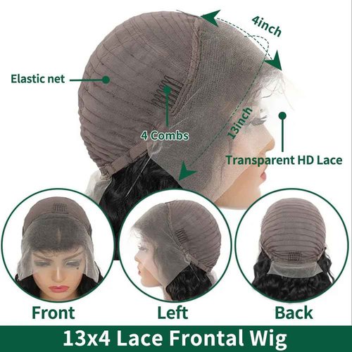 Deep Wave Lace Front Wigs Human Hair 220% Density 20 Inches HD Deep Wave Wig Human Hair Lace Front Wigs Deep Curly Human Hair Wig For Women 13x4 Deep Wave Frontal Wig Pre Plucked