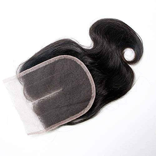 SingleBest Body Wave Bundles With Closure 10A Brazilian Virgin Hair Short Bob Weave With 4x4 Middle Part Half Hand Tied Lace Closure 100% Unprocessed Human Hair Natural Color(8 8 8+8inch)
