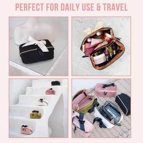 Bag-all Makeup Bag for Women | Cosmetic Bag Organizer for Girls | Makeup Pouch for Traveling | Toiletry Bags for Women | Make Up Travel Pouches | Black