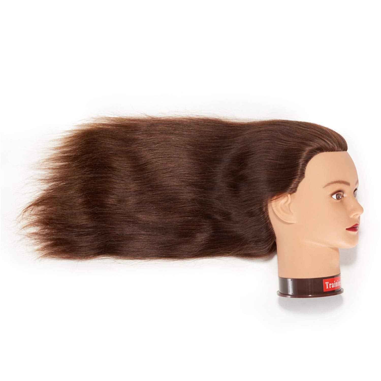 24"-26" 100% Human hair Mannequin head Training Head Cosmetology Manikin Head Doll Head with free Clamp (Dark Brown)