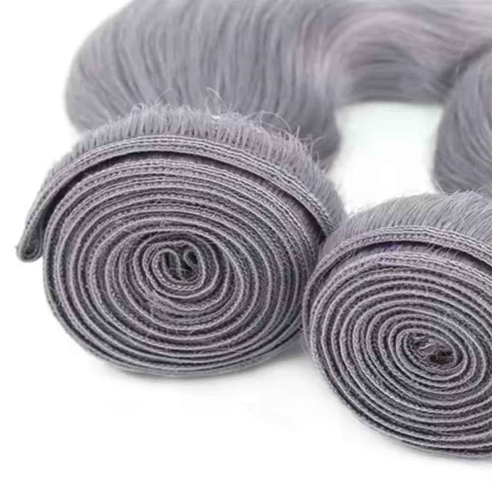 Grey Bundles Human Hair Body Wave Bundles 34 34 34 Inch Gray Body Wave Human Hair Extensions Double Weft Unprocessed Brazilian Virgin Hair 3 Bundle 50 Grams Per Bundle