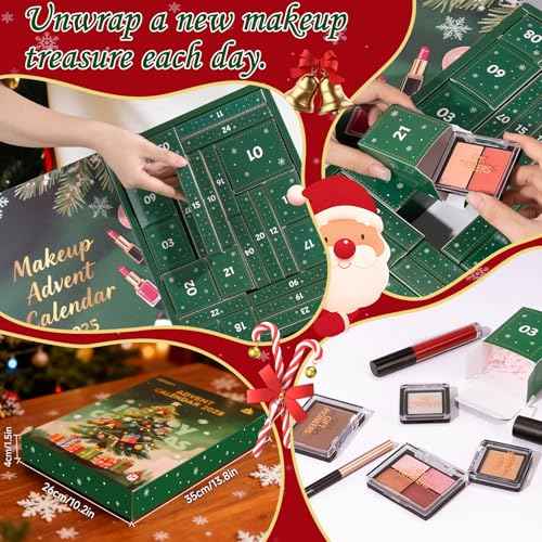 Makeup Advent Calendar 2025, 24 Days Christmas Beauty Countdown Calendar Makeup Set for Adult Women & Teen Girls, Ideal Xmas Holiday Surprise Gifts for Women