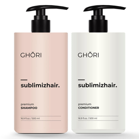 Ghori Sublimizhair Herbal Premium Shampoo & Conditioner for Silky Smooth Hair | Detangles, Strengthens Damaged Strands | Deep Hydration & Frizz Control, Nourishing | Sulphate-Free, 500ml/16.9 fl oz