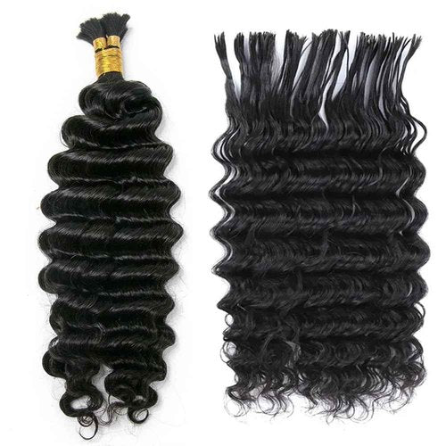 Pre-Divided Deep Wave Double Drawn Human Hair For Boho Braids Curly Bulk Human Hair No Weft For Braiding Human Hair Extensions 18inch 100g