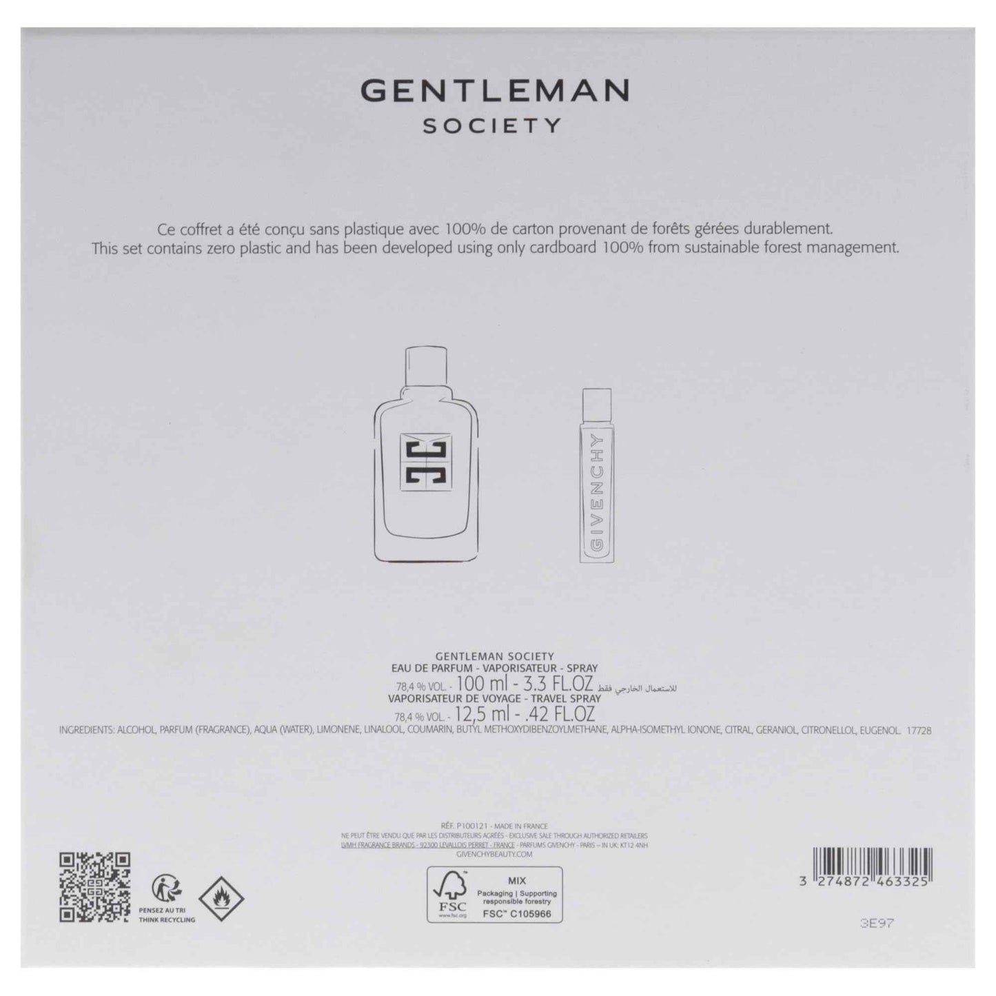 Givenchy Gentlemen Society for Men - 2 Pc Gift Set 3.3oz EDP Spray, 0.42oz EDP Spray