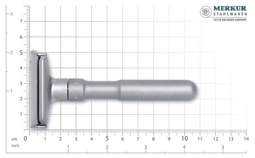 MERKUR FUTUR 700 Adjustable Double Edge Safety Razor - Matte Chrome, Adjustable Razor With Dial, Made in Germany, Plastic-Free, Snap-On Cap Design, Straight Bar