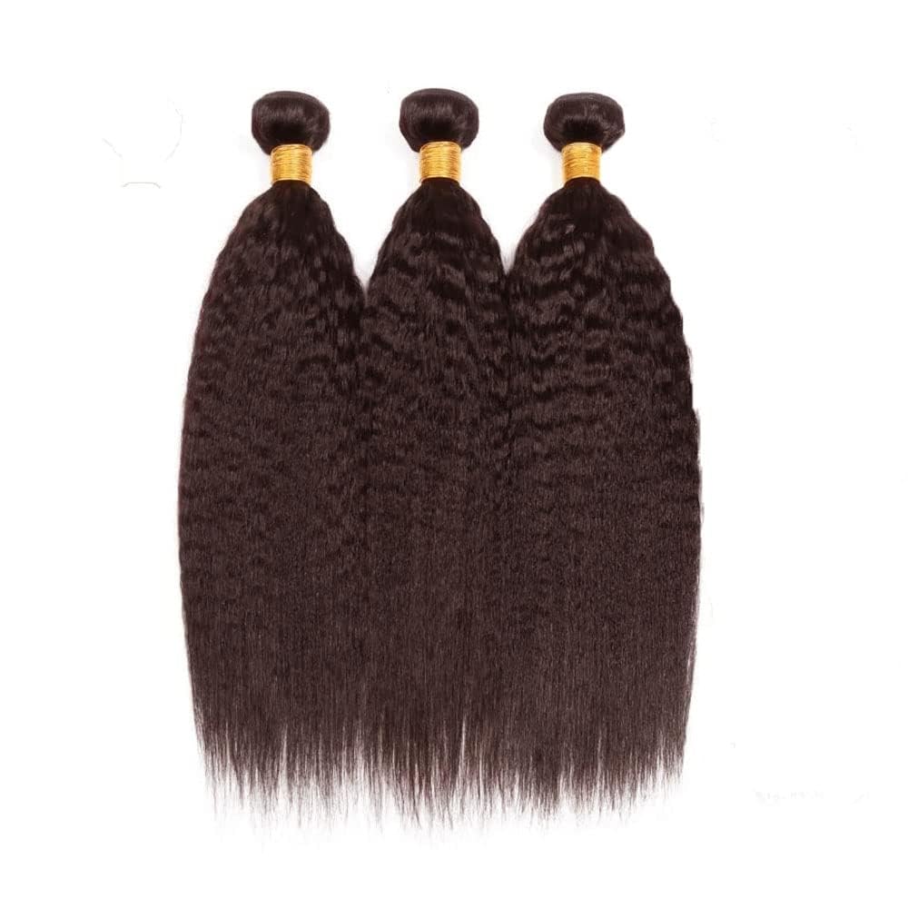 Giginger Brazilian Human Hair Bundles 20 22 24 Inch Chocolate Brown Yaki Wave Human Hair Bundles Brazilian Unprocessed Virgin Quick Weave Hair for Black Women
