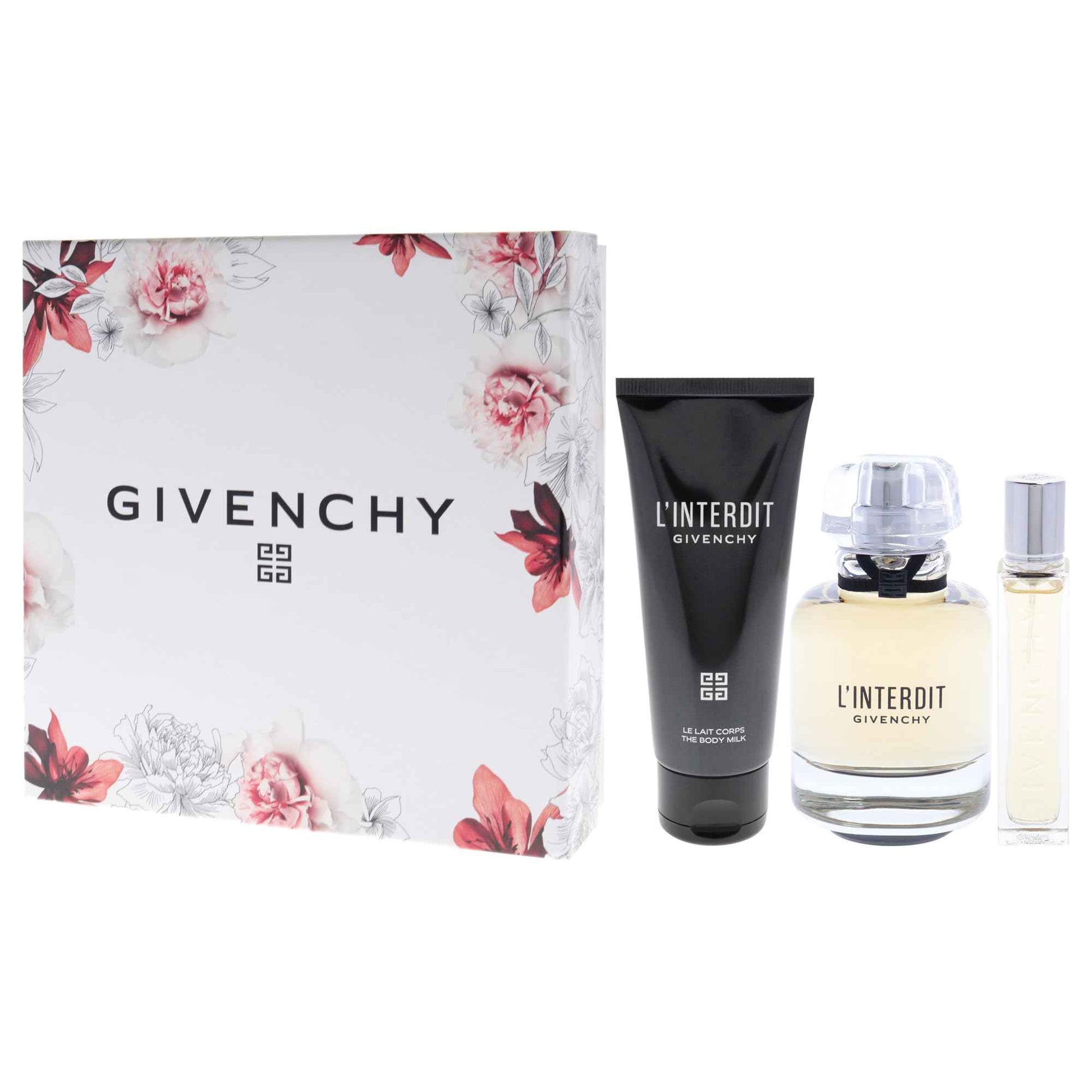 Givenchy LInterdit for Women - 3 Pc Gift Set 2.7oz EDP Spray, 0.42oz EDP Spray, 2.5oz Body Milk