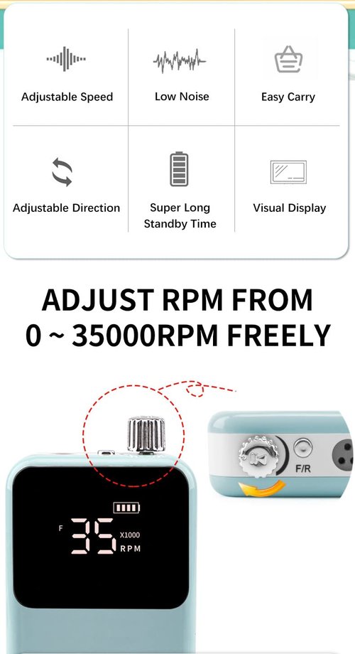 Nail Drill Machine - Finger and Toe Nail Care - Manicure and Pedicure Set -GLHDDL Portable Professional Nail Drill - with Drill Kit - for Nail Salon Home (Coreless Motors, White)