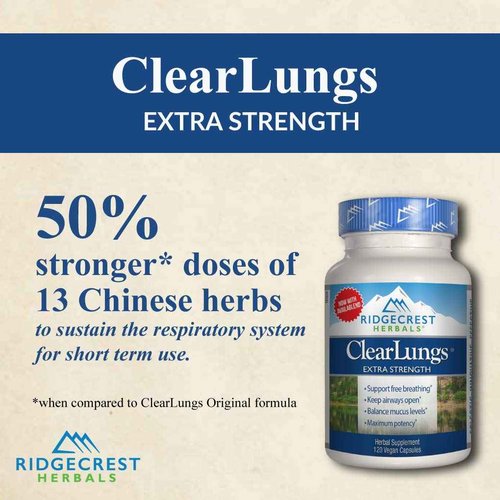 RidgeCrest Clearlungs Extra Strength, Homeo/Herbal Decongestant , 120 Veg Capsules