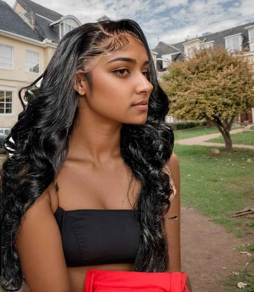 FTKV Human Wave Lace Wigs Glueless Lace Wigs Human Hair Density 13x6 Lace Wigs, Human Hair Pre-Plucked Pre-Cut 13x6 HD Lace Wigs-Size: 28 Inch