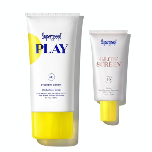 Supergoop! PLAY Everyday Lotion SPF 50 (2.4 fl oz) + Glowscreen SPF 40, Sunrise (1.7 fl oz) - Broad Spectrum Body & Face Sunscreen Recommended for Sensitive Skin