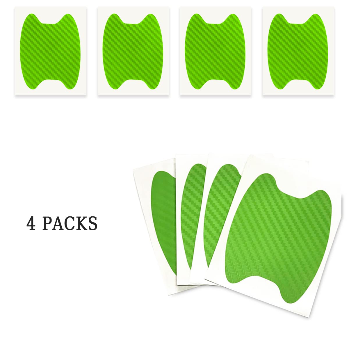 4PCS Car Door Handle Protector Sticker, Universal Carbon Fiber Anti-Scratches Auto Door Handle Protective Film, Car Door Side Paint Cover Guard Stickers Fit for Most Car Handles（Green/4PCS）