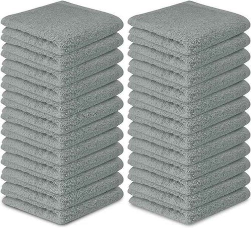 Softolle 100% Cotton Washcloths 60 Pack (12x12 Inches) Soft, Highly Absorbent Washcloth, Face Towels, Wash Cloths for Face, Ring Spun, Bulk Pack (Silver Grey)