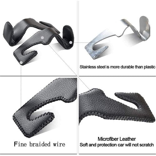 Car Hooks Universal Car Vehicle Back Seat Headrest Hanger Holder Hook Microfiber Leather & Stainless Steel for Bag Purse Cloth Drink Grocery (Brown)