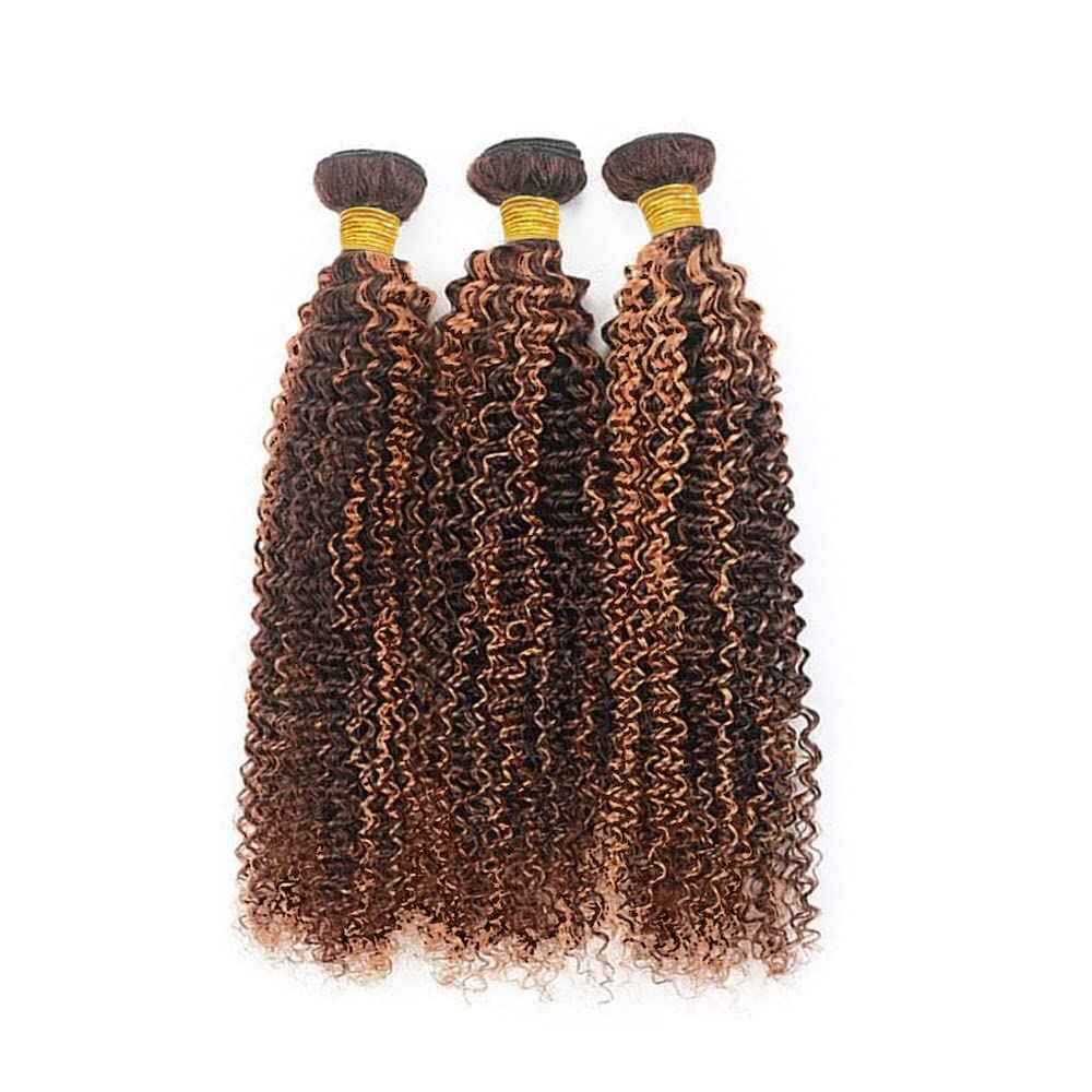 Habiliana Bundles Human Hair 26 28 30 Inch Jerry Curly Wave P4/30 Human Hair Bundles 11A Unprocessed Brazilian Virgin Quick Weave Hair Extensions for Black Women